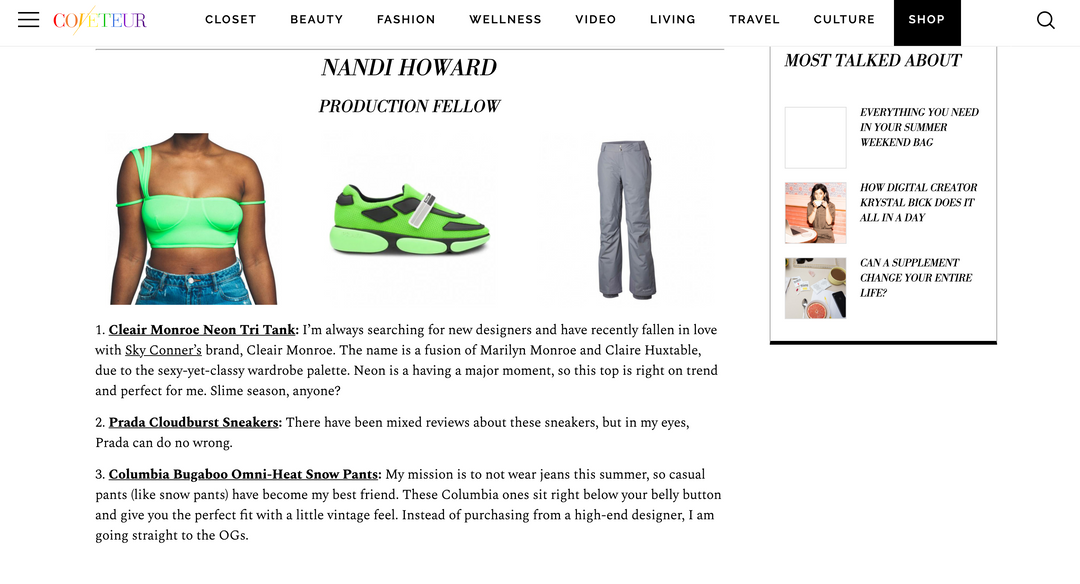 Cléair Monroe Featured In Coveteur | Cléair Monroe