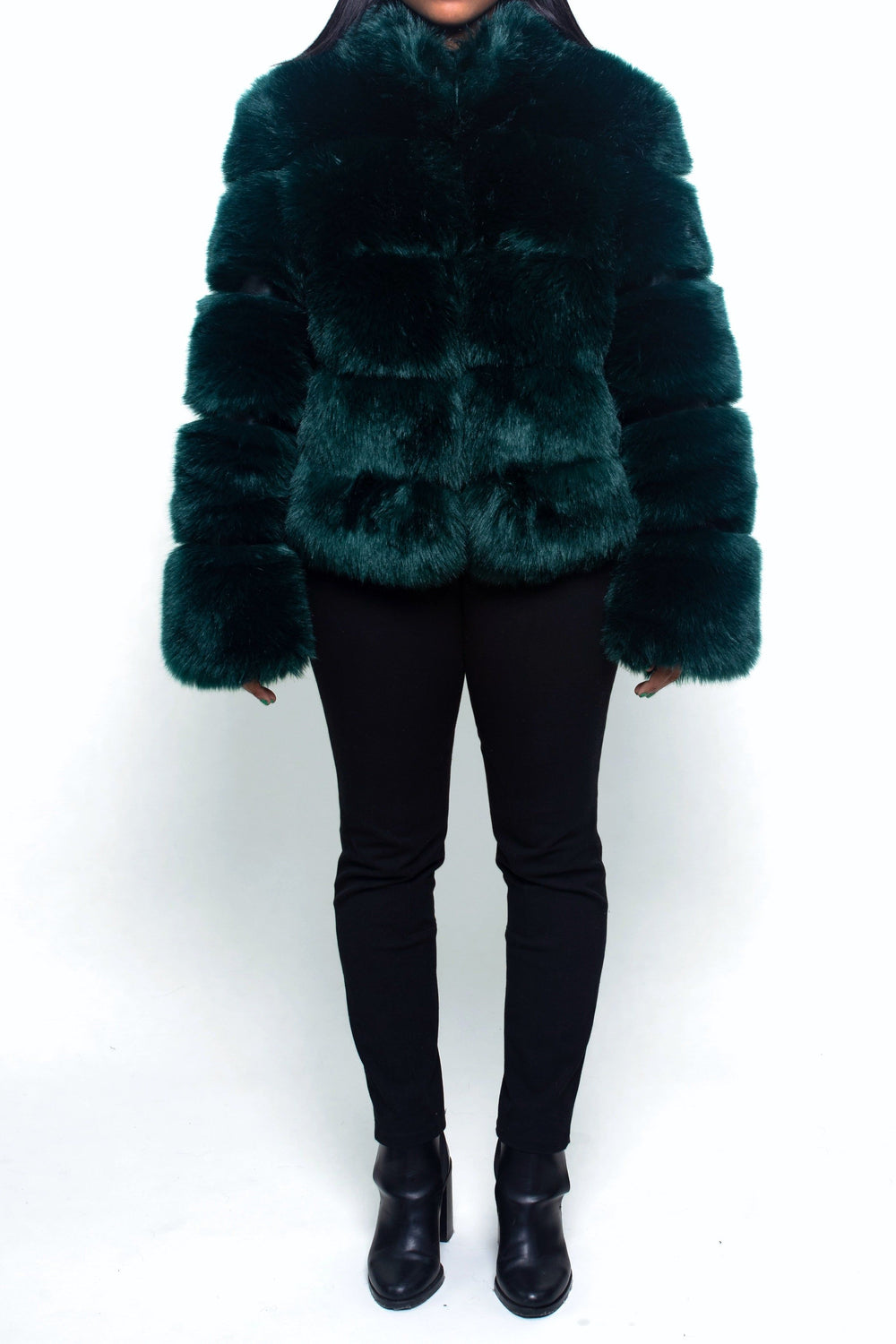 Nina Faux Fur Coat | Dark Green