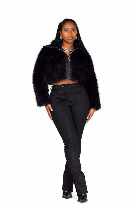 Lisa Cropped Faux Fur Jacket