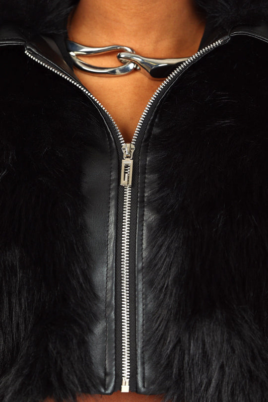 Lisa Cropped Faux Fur Jacket