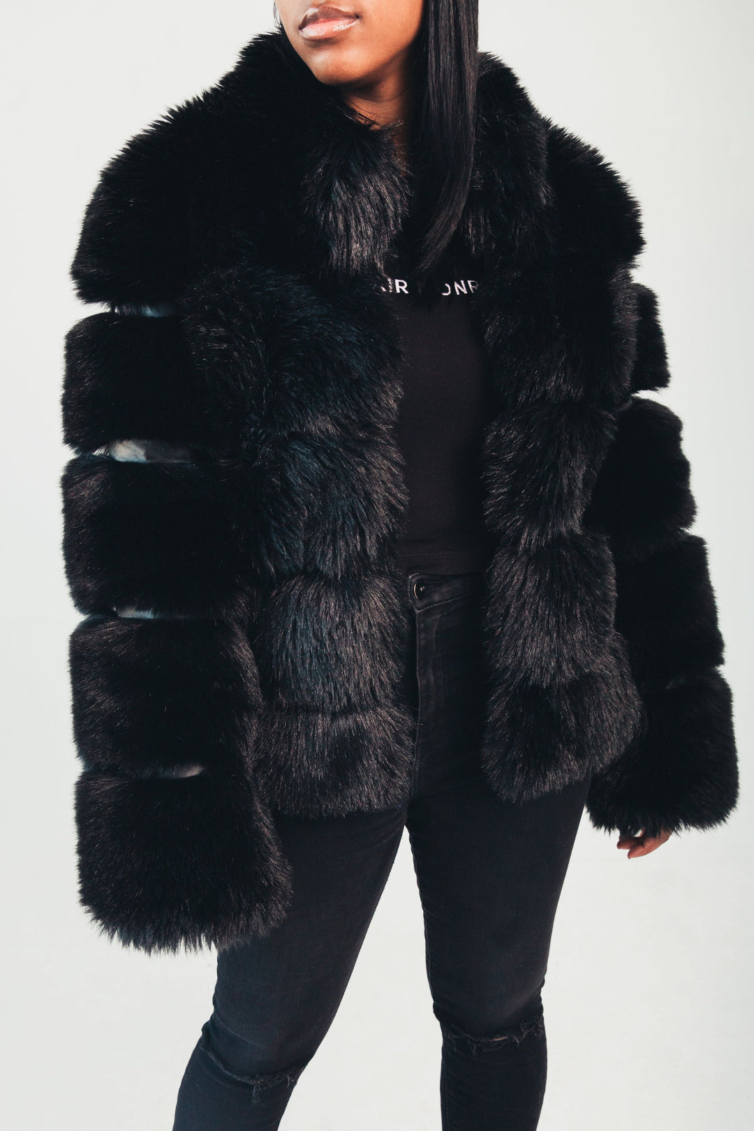 Nina Faux Fur Coat | Black