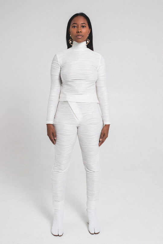 Long Sleeve Texture Turtleneck | White