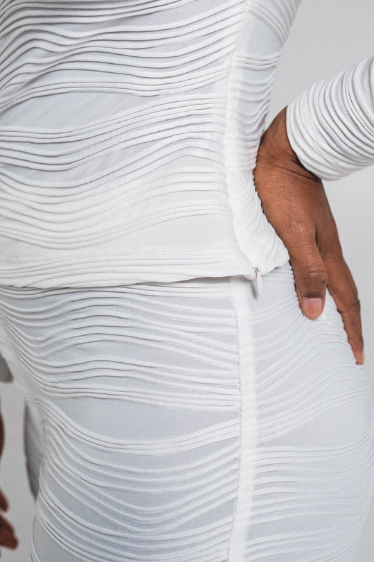 Long Sleeve Texture Turtleneck | White