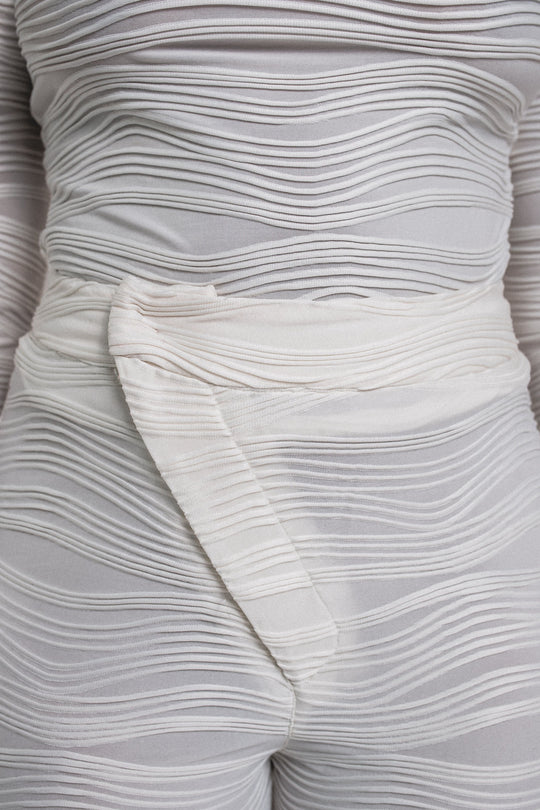 Textured Side Zip Pants | White