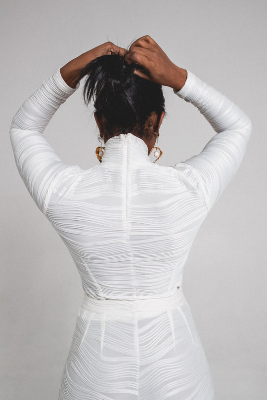 Long Sleeve Texture Turtleneck | White