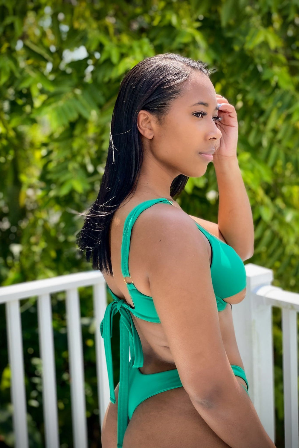 Emerald Green Slit Swimsuit Top