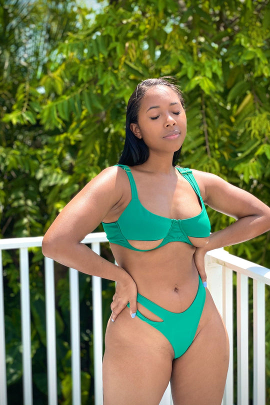 Emerald Green Slit Swimsuit Bottom