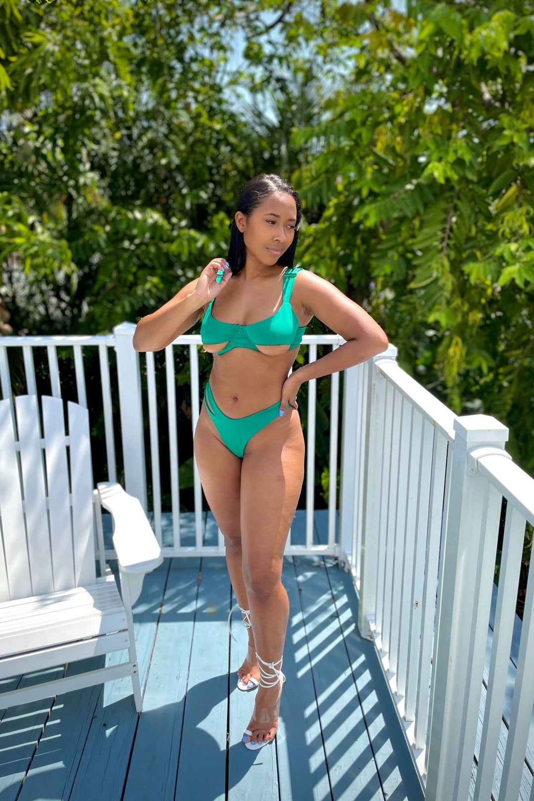 Emerald Green Slit Swimsuit Bottom