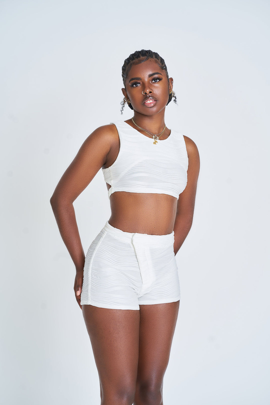 Texture Crop Tie Top