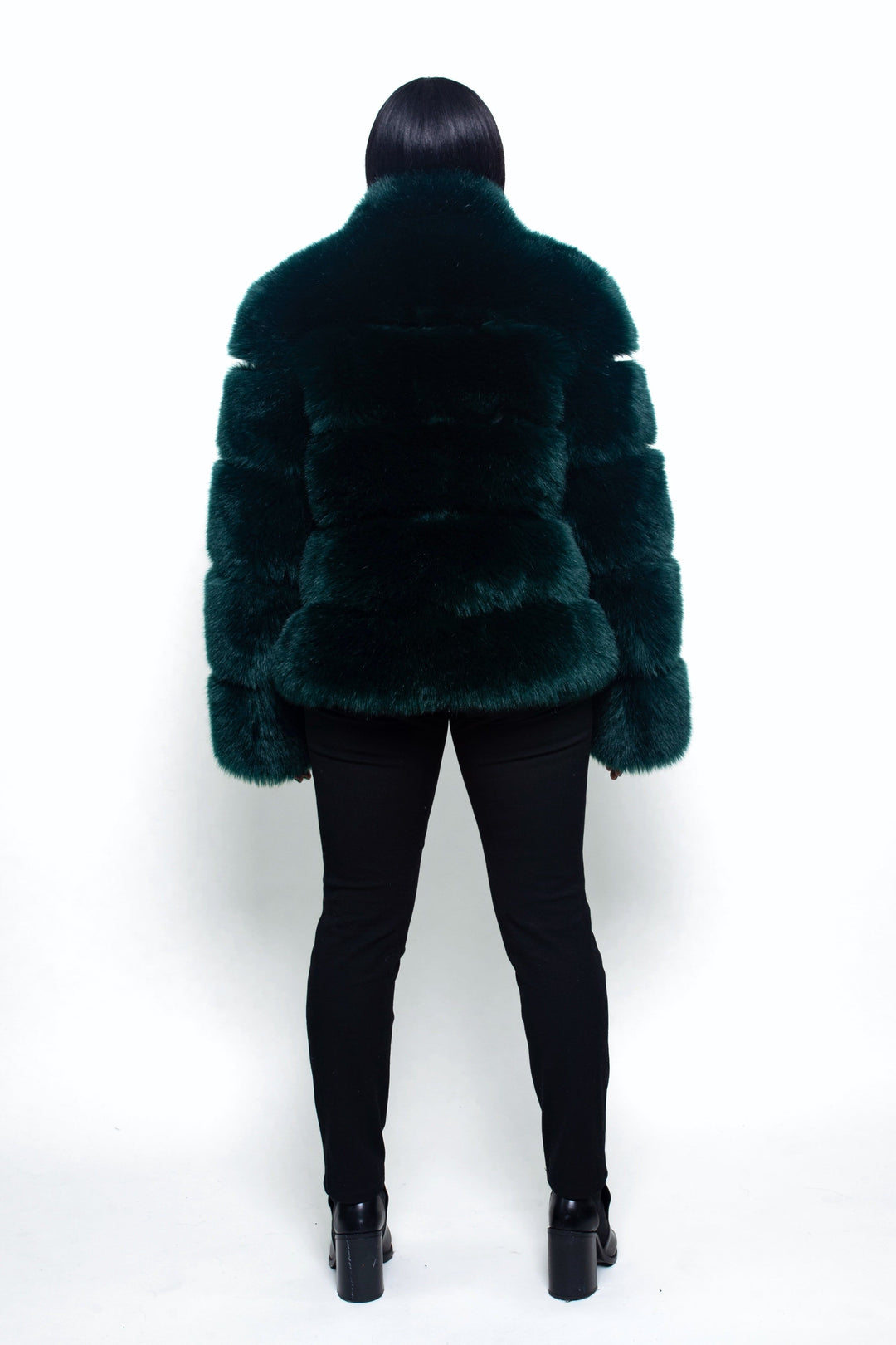 Nina Faux Fur Coat | Dark Green