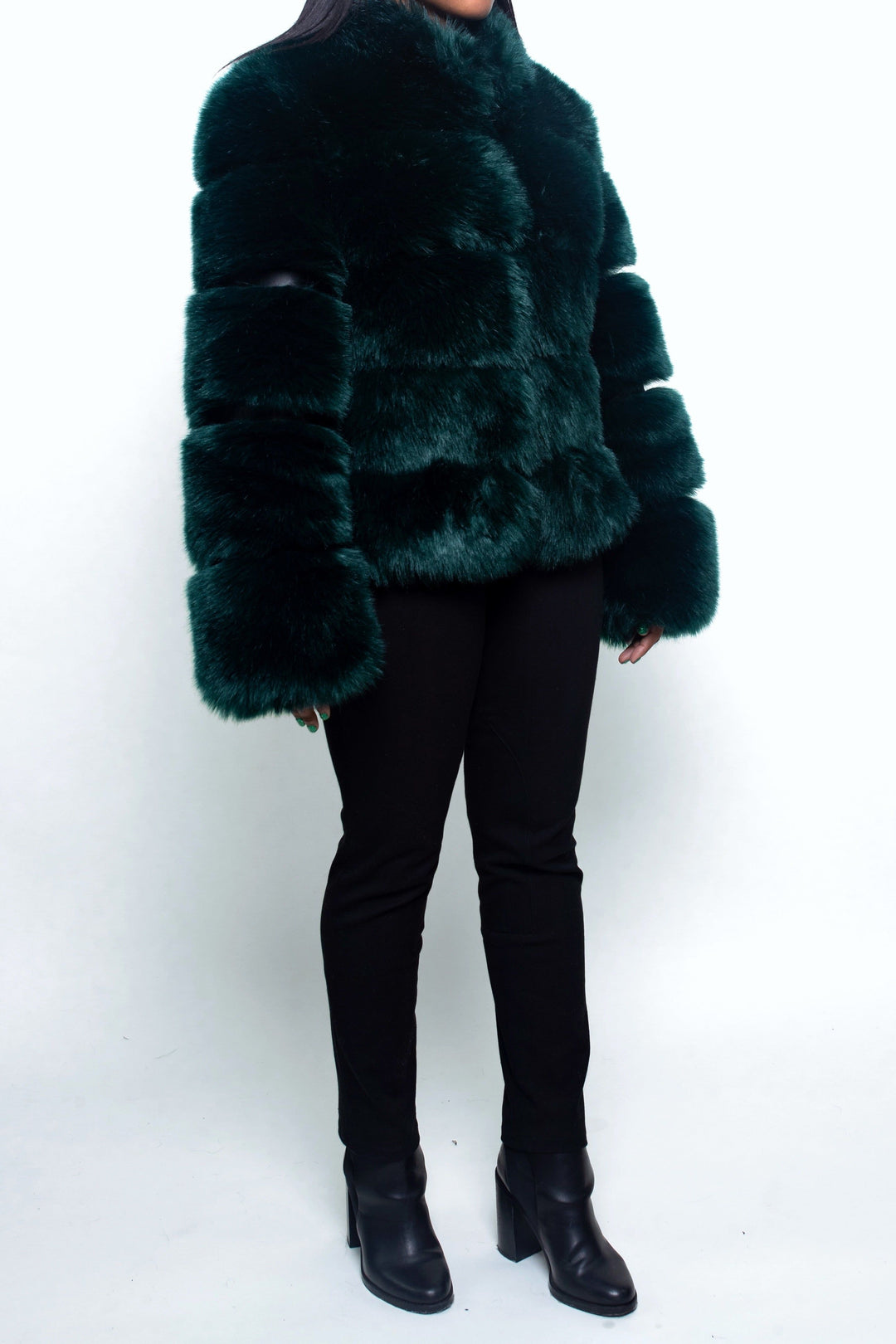 Nina Faux Fur Coat | Dark Green
