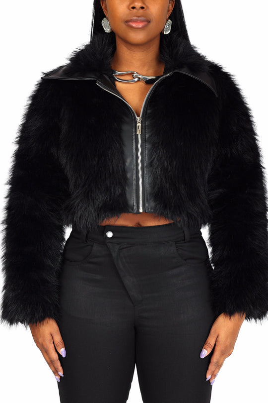 Lisa Cropped Faux Fur Jacket