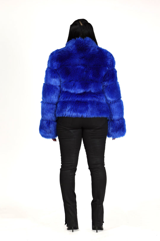 Nina Faux Fur Coat | Royal Blue