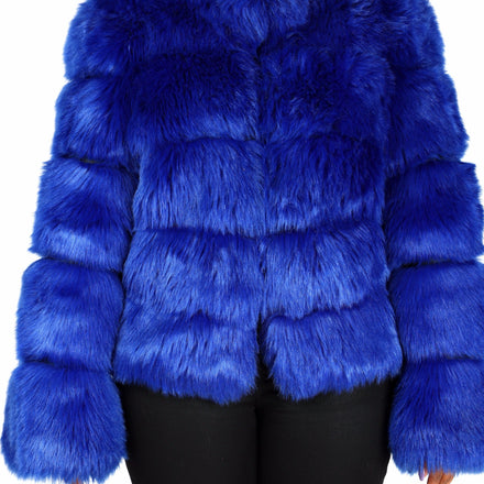 Nina Faux Fur Coat | Royal Blue