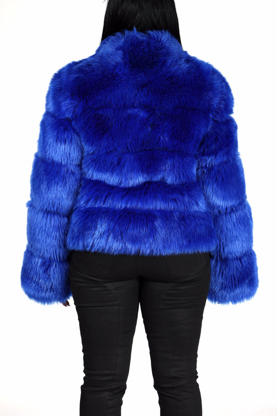 Nina Faux Fur Coat | Royal Blue