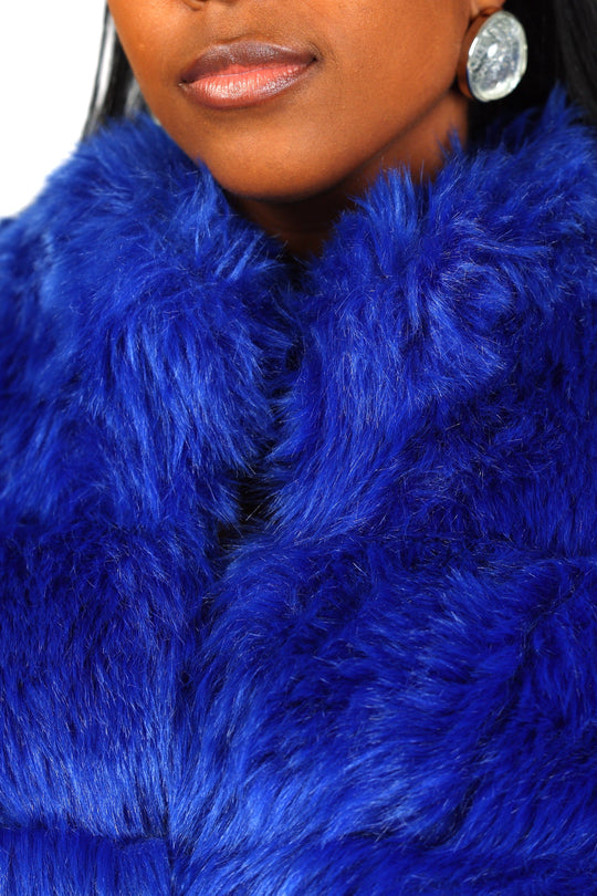 Nina Faux Fur Coat | Royal Blue