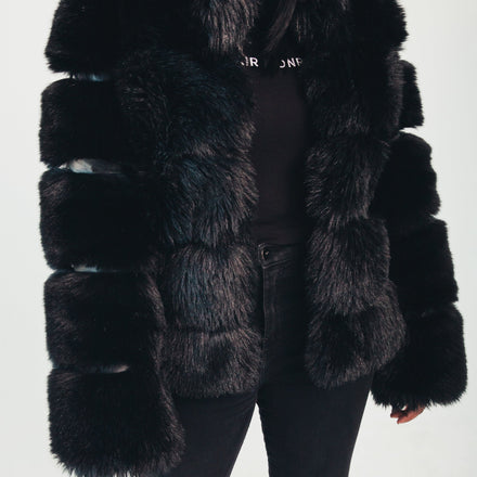 Nina Faux Fur Coat | Black