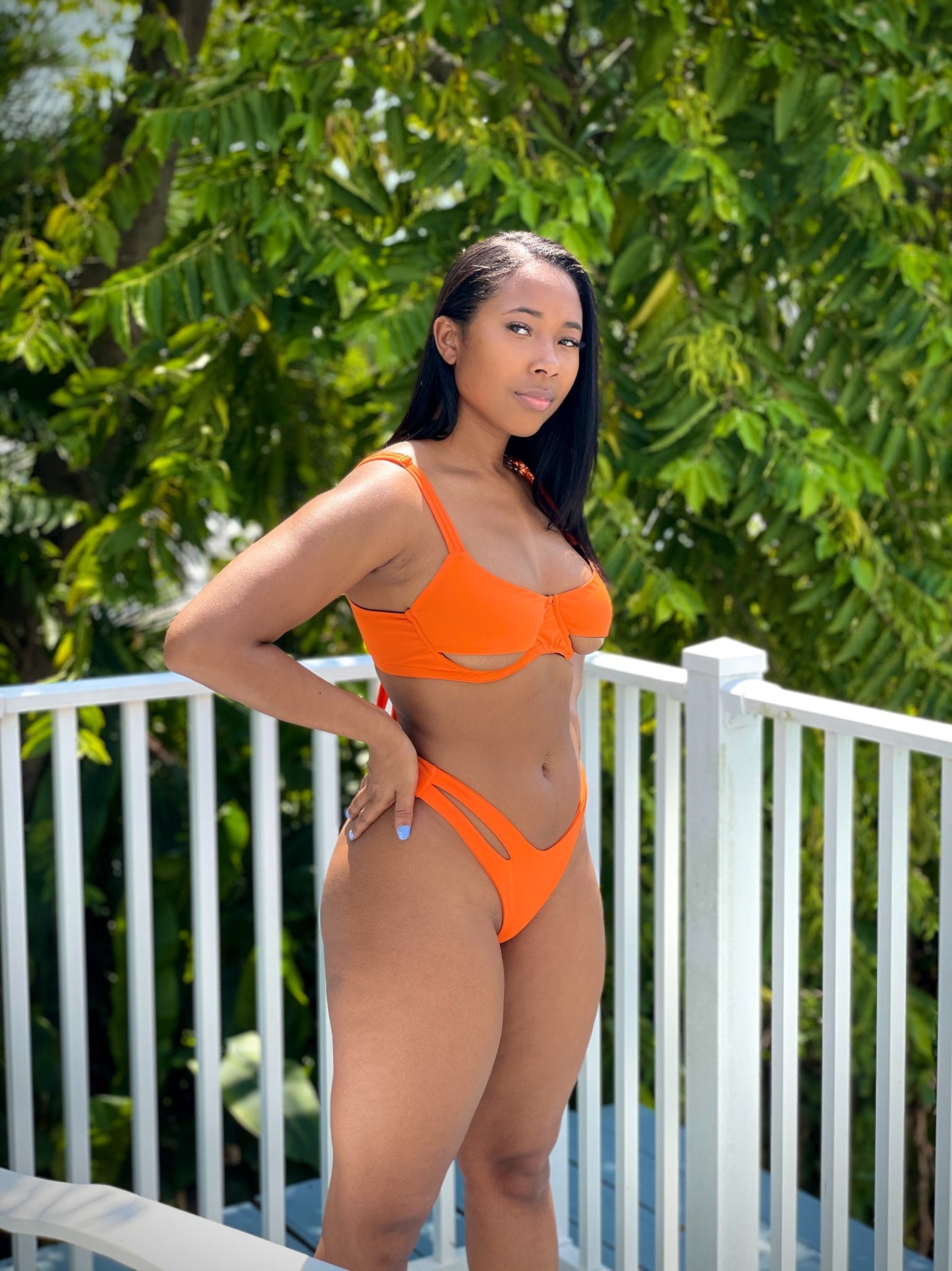 Orange Slit Swimsuit Top
