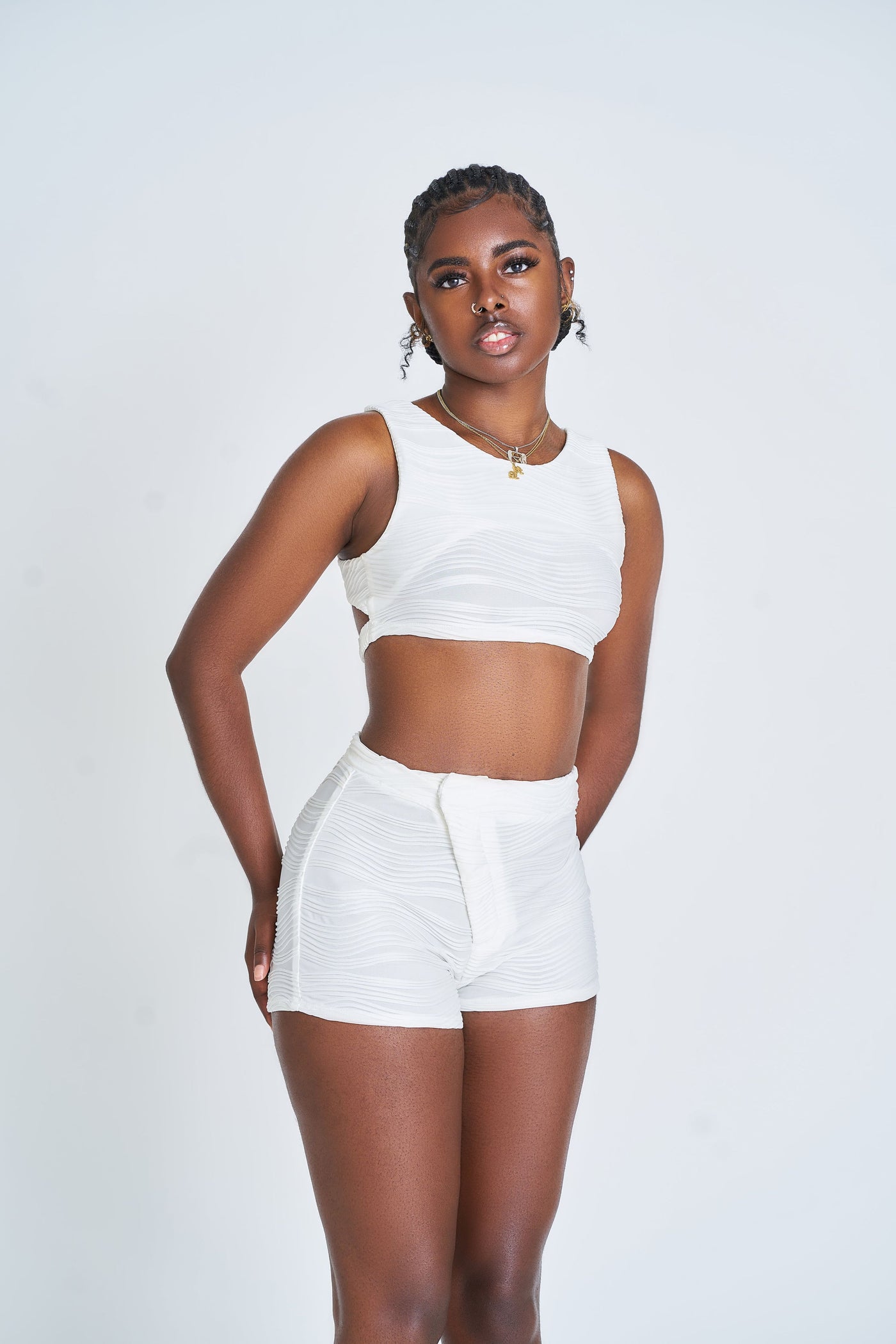 Texture Crop Tie Top