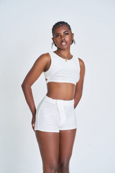 Texture Crop Tie Top